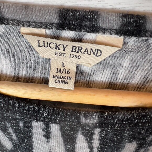 Lucky Brand Sweatshirt Youth Size Large 14/16 Black, Gray and White Tie Dye - Picture 4 of 6